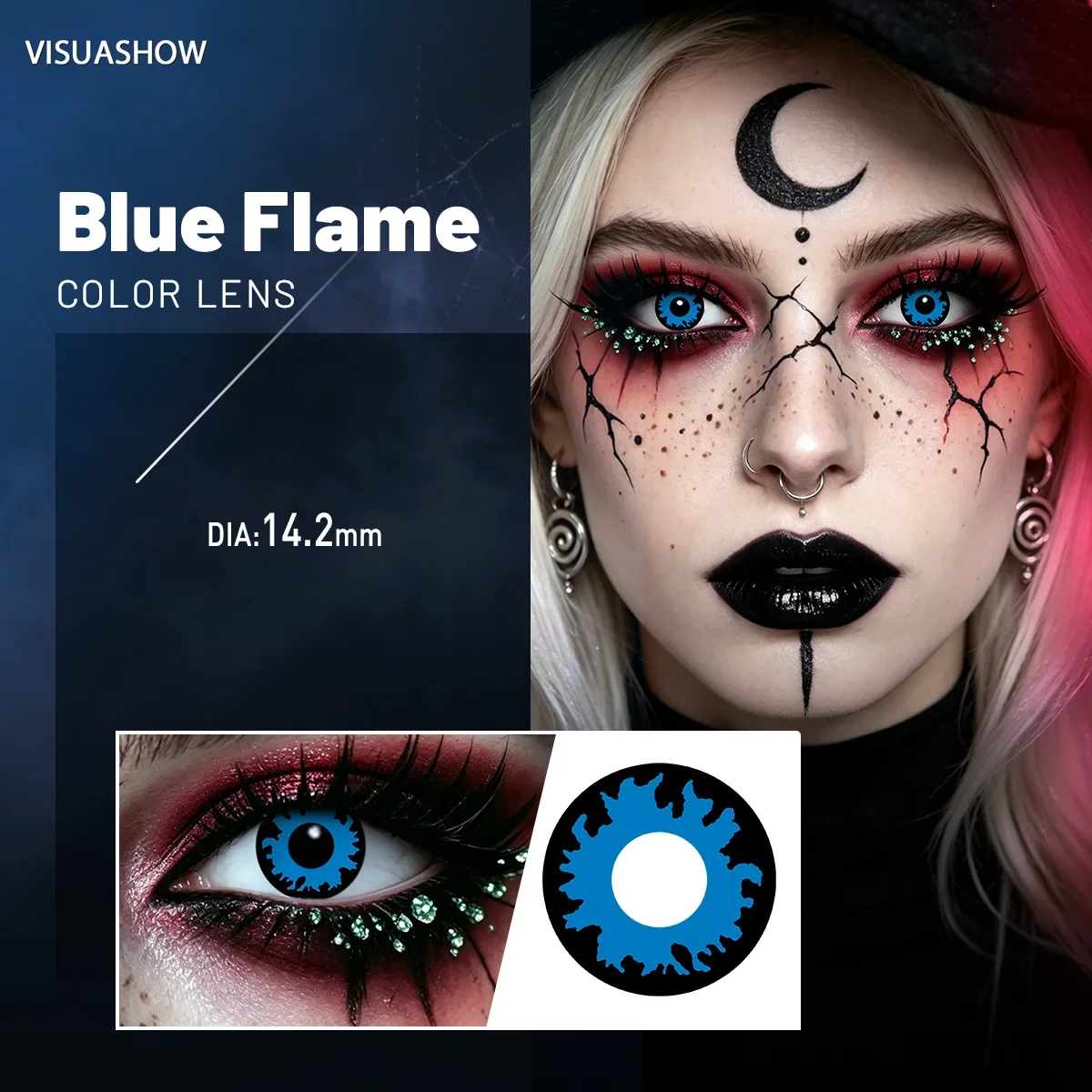 Lalens Grüne Anime-Cosplay-Farbkontaktlinsen, 1 Paar, 14,2 mm, Kosmetiklinsen für Cosplayer, Halloween, Weihnachtsfeier, Kostüm, Augen-Make-up – Detail 8