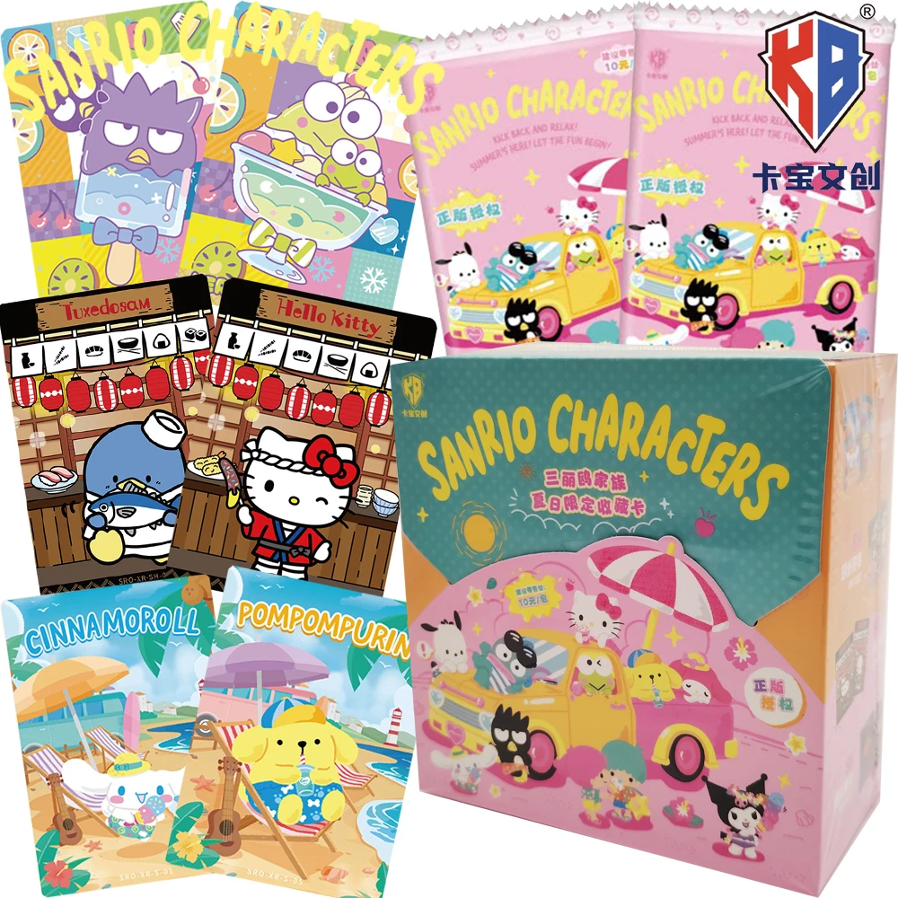 Genuine Kabao Sanrio Anime Cartoon Characters Collection Cards Cinnamoroll Pom Pom Purin Leisure Summer Vacation Card Fine Gift