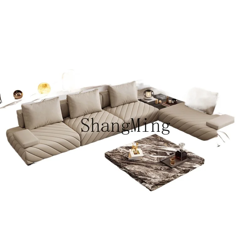 ZZJ minimalist fashion sense leather sofa hotel lobby meeting room home living room balcony high value comfortable sofa