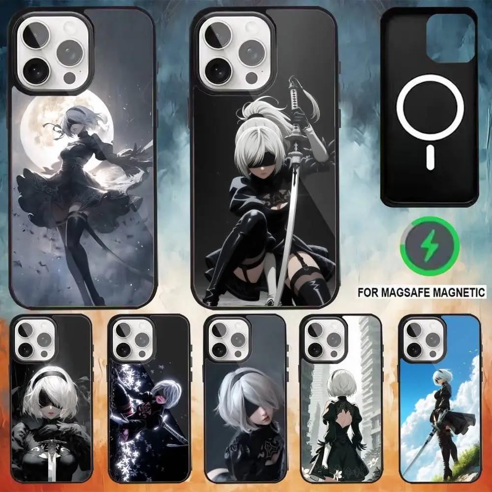 

N-NieR 2B A- Automata Phone Case For iPhone17,16,15,14,13,12,11 Plus,Pro Max Magnetic For Magsafe Wireless Charging