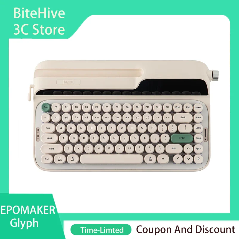 EPOMAKER Glyph Mechanical Keyboard Wired 8000mAh 2.4G Bluetooth 5.0 Type-C Wireless Typewriter with TFT Screen & Rotary Knob