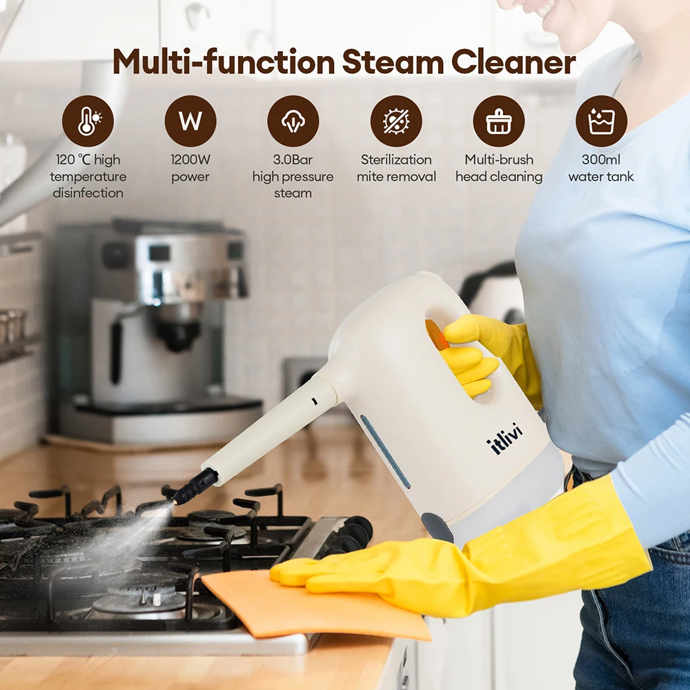 Handheld Steam Cleaner 1200W 3.0Bar High Pressure Steamer Portable Multi Surface Cleaning Machine for Home Kitchen Bathroom Car Sofa Floor