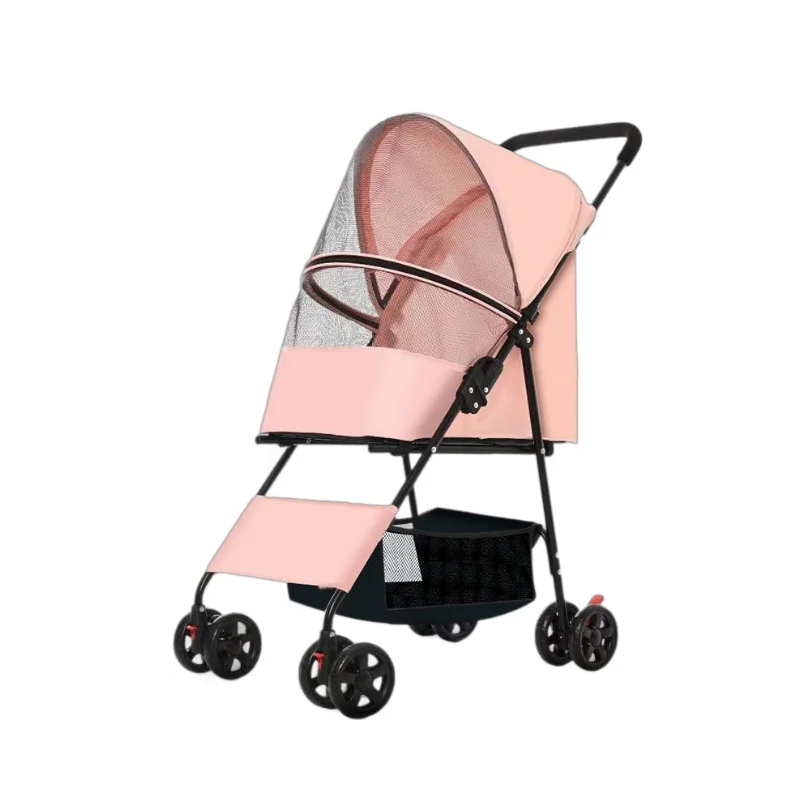 

Lightweight Oxford Fabric Pet Stroller Detachable Dog Trolley Pet Stroller with Storage Basket