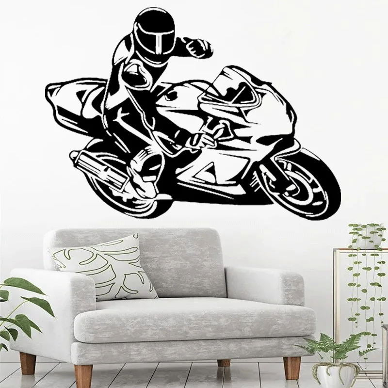 Motorcycle Rider Drifting Silhouette Vinyl Wall Sticker Extreme Racing Car Kids Home Bedroom Decor Modern Art Decal Gift Boys