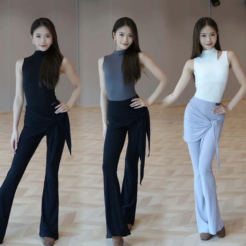 

Новая женская одежда для бальных танцев для взрослых, костюмы для латинских танцев, топ для самбы, современные танцевальные брюки, тренировочные костюмы SL13117