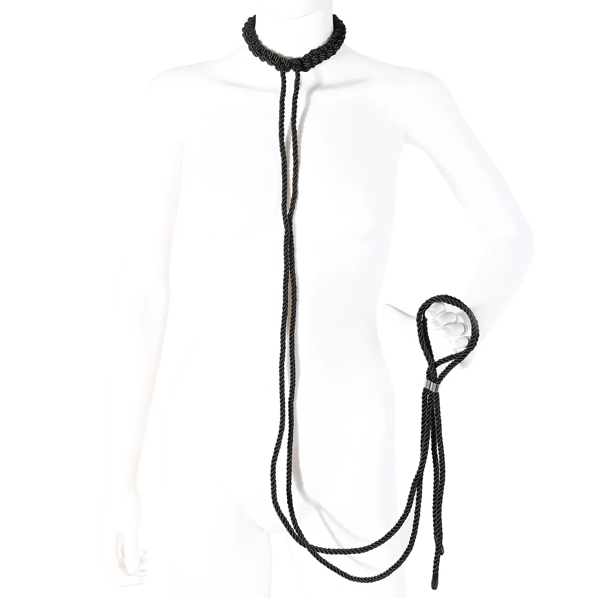 Bondage Rope Braided Simple Collar With Long Tow Rope BDSM Collar Cotton Rope Collar Multifunctional Gaming Accessories