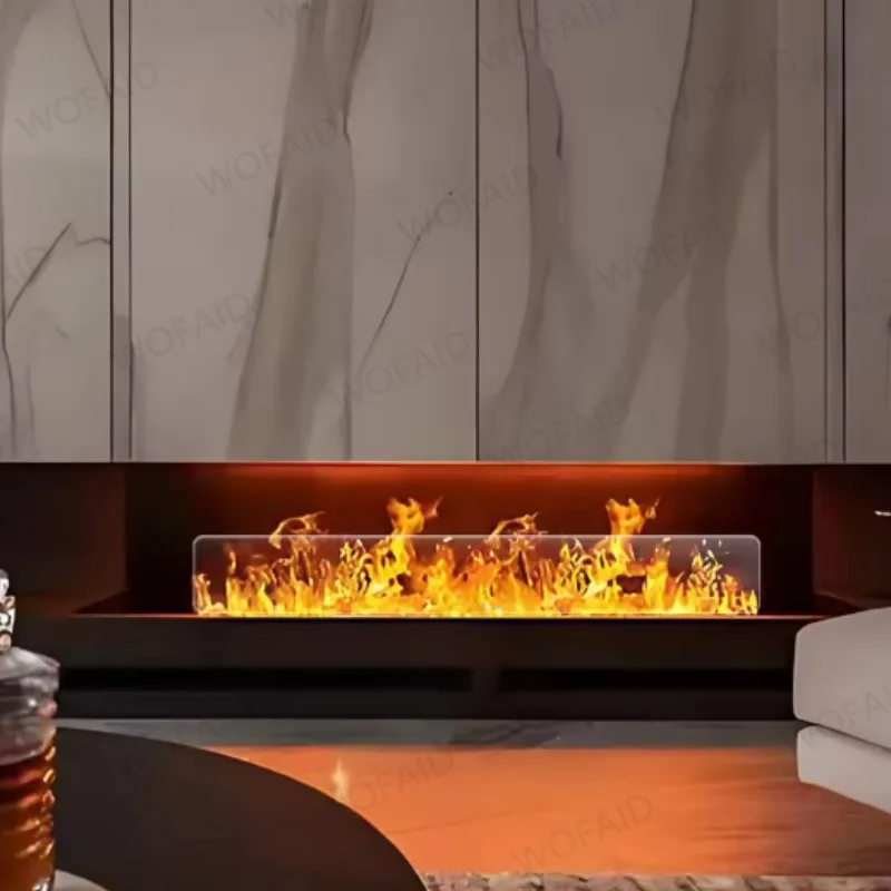 

Decorative Electric Fireplace with Baffle ( Simulated glass ) & Woods Cracking Sound Mist Colorful Flame Humidifier Fireplaces