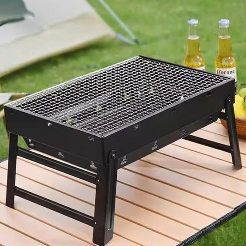

42cm Large Size Portable BBQ Charcoal Grill Stainless Steel Small BBQ Tool Kit Outdoor Cooking Camping Picnic Beach Portable BBQ
