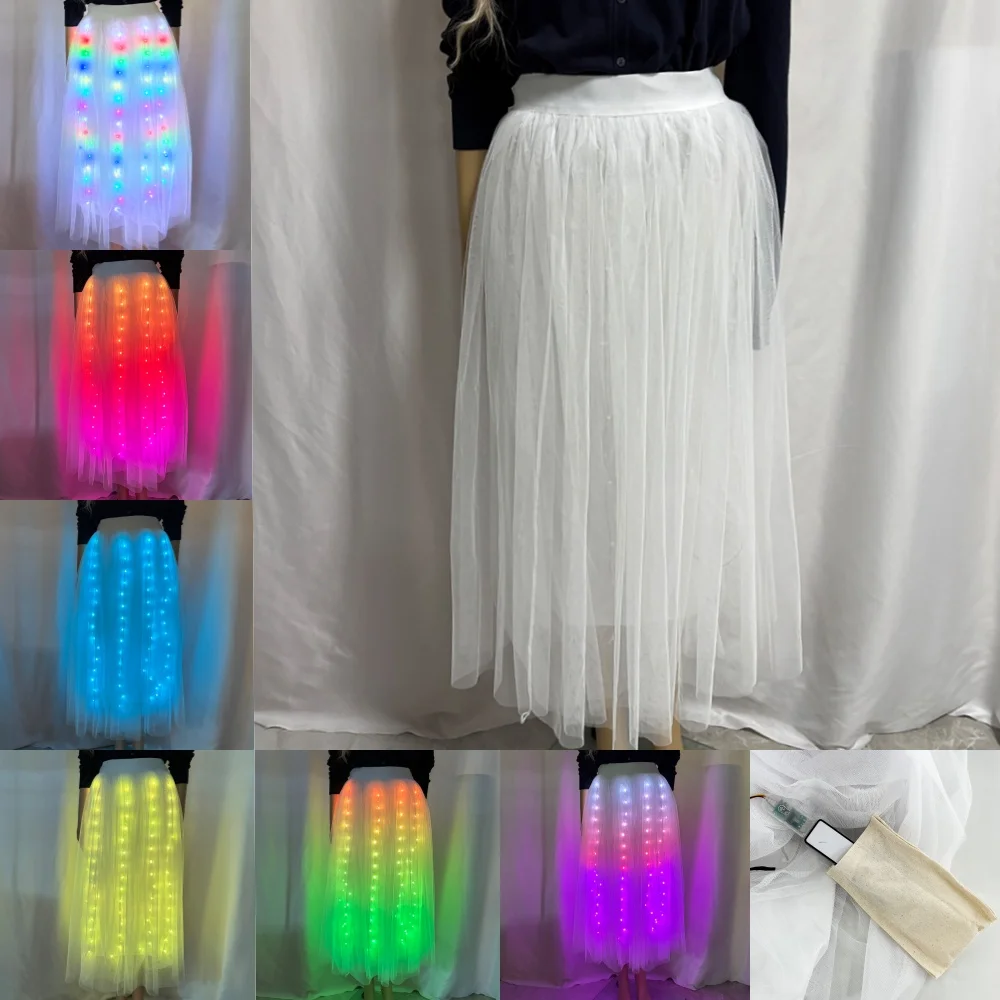 

Светодиодная юбка с дистанционным управлением/приложением для девочек, светящаяся юбка для танцевальной вечеринки, зарядка через USB, костюм на Рождество и день рождения