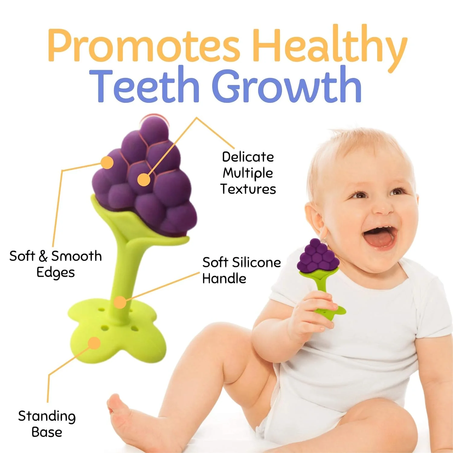 Fruit shaped silicone teeth grinding stick for preventing babies from eating, relieving anxiety during teething period