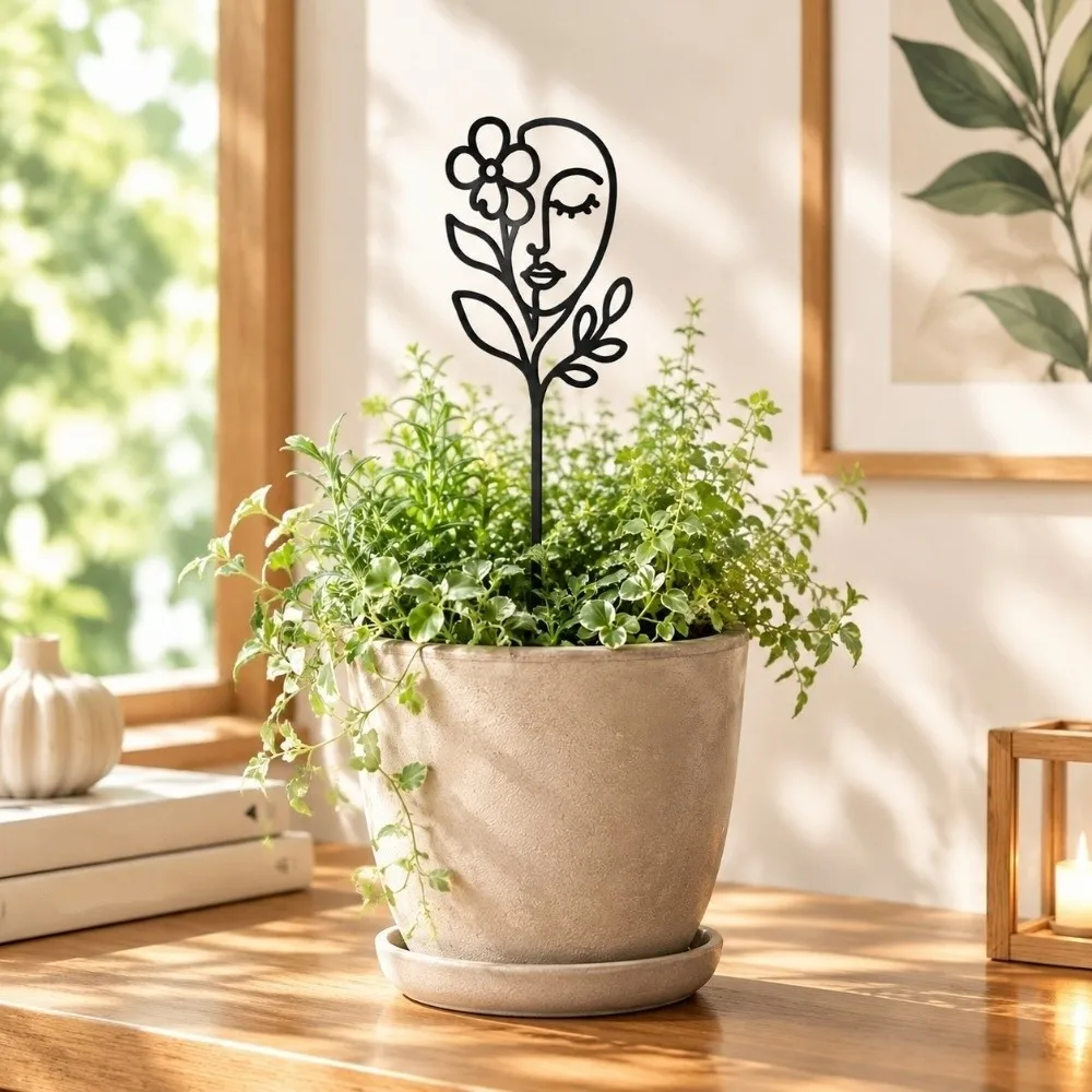 Hollow Out Character Silhouette Plant Stand Abstract Figure Strong Load Bearing Plant Climbing Trellis Abstract Line