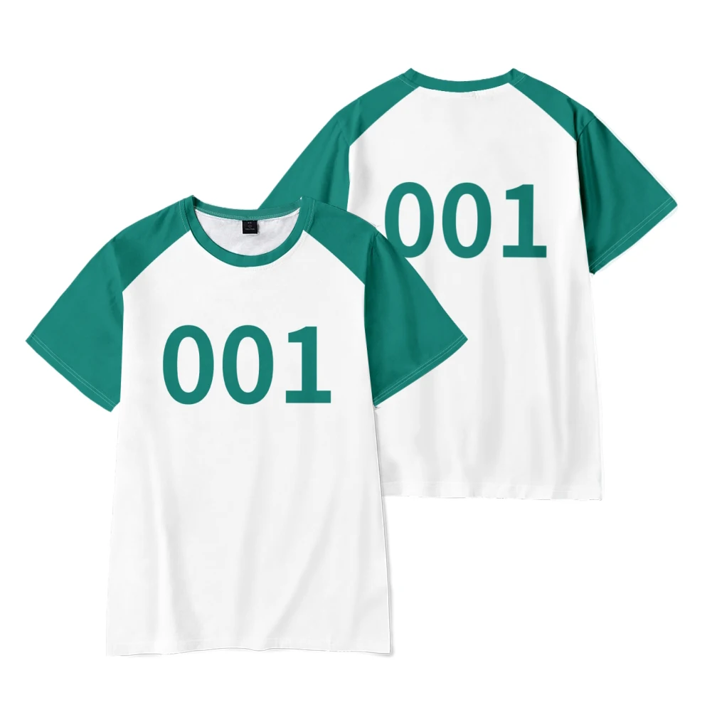 

Calamari Game Cosplay Costume Numbers T-shirt Player 456 333 001 Tops Unisex Adult Player Costume for Men Women