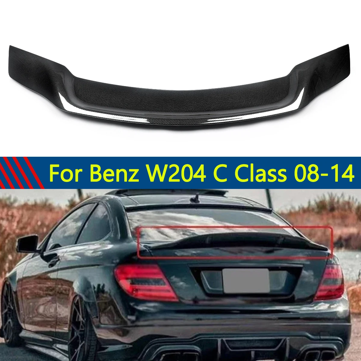 

Rear Tai Wings For 2008-2014 Mercedes Benz W204 C63 RT Rear Trunk Spoiler Wings Carbon Fiber Look Magickit