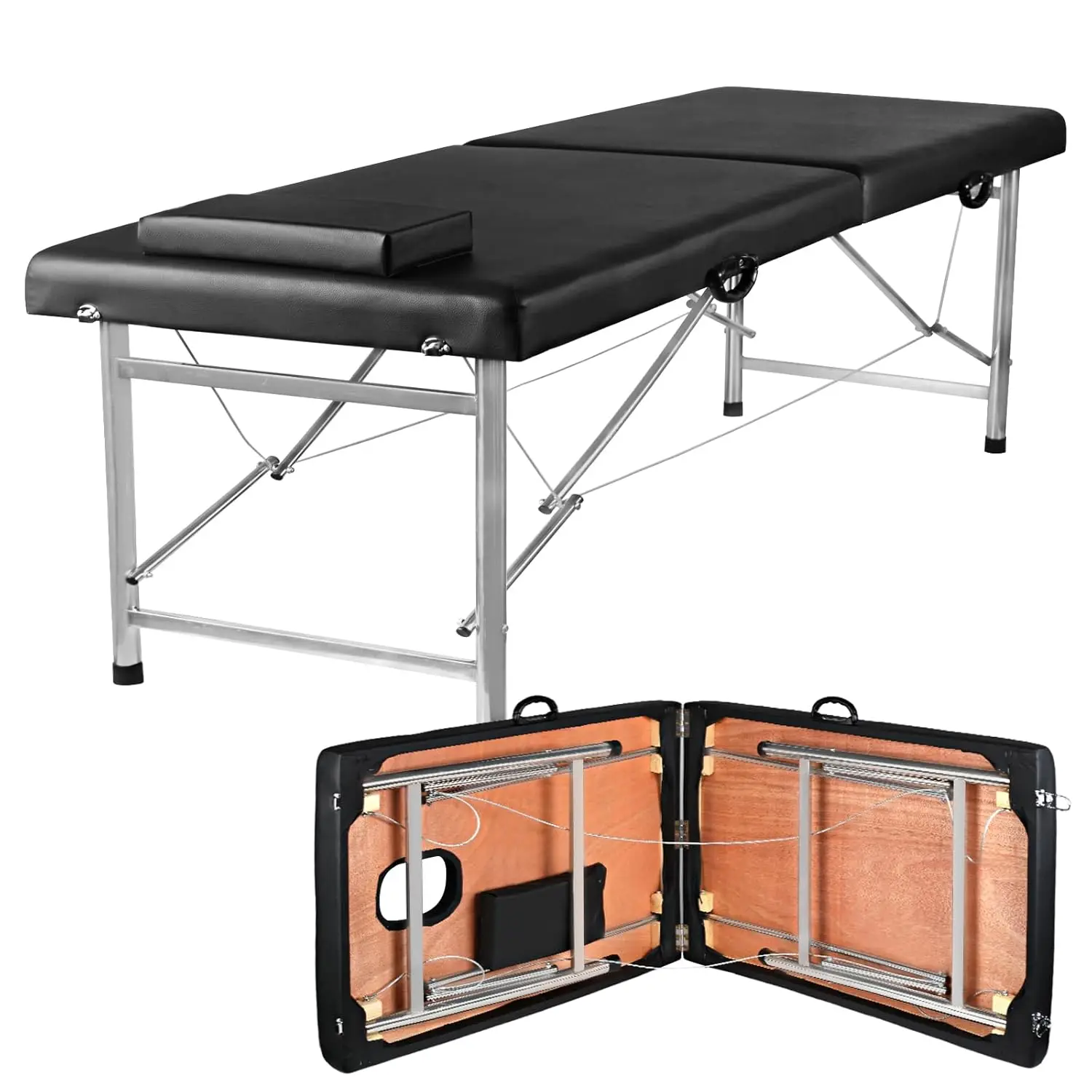 

Portable Folding Massage Table – 2-Section Lightweight Salon & Spa Bed for Tattoo, Facials, Massage Therapy – Foldable Beauty Ta