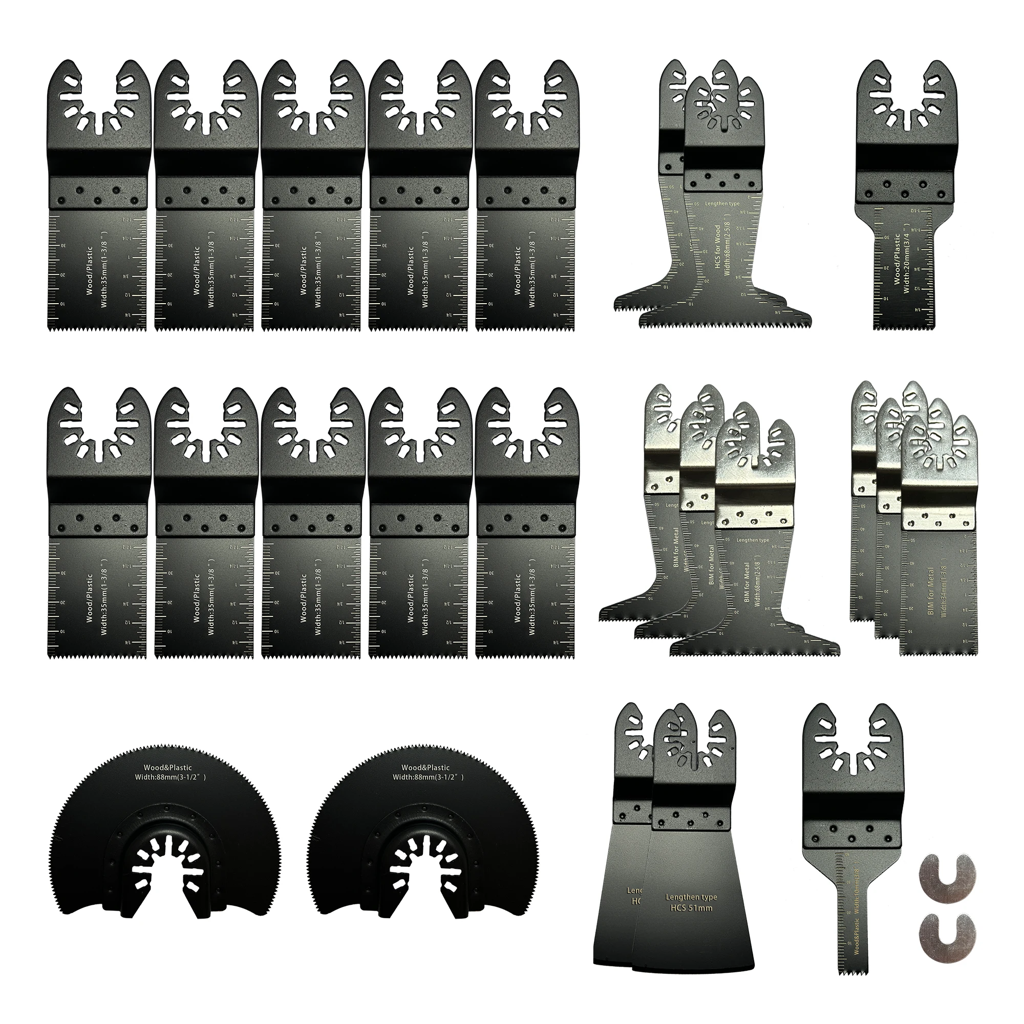 FOXBC 26pcs Wood Oscillating Multitool Quick Release Saw Blades fits Dewalt, Bosch, Craftsman, Ridgid, Ryobi, Makita