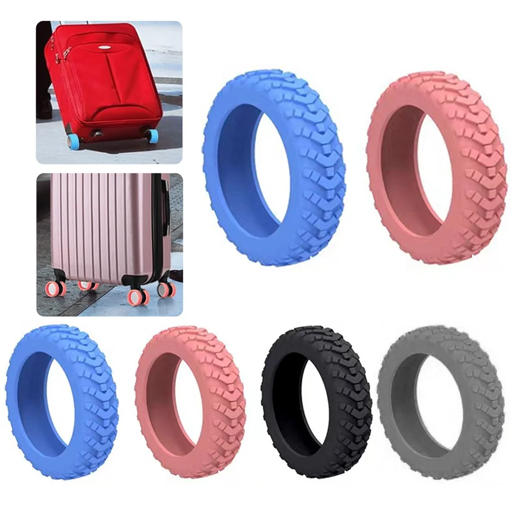 

8pcs Rolling Luggage Wheel Protecter Silicone Travel Suitcase Trolley Caster Shoes Reduce Noise Silence Cover Bag Accessories