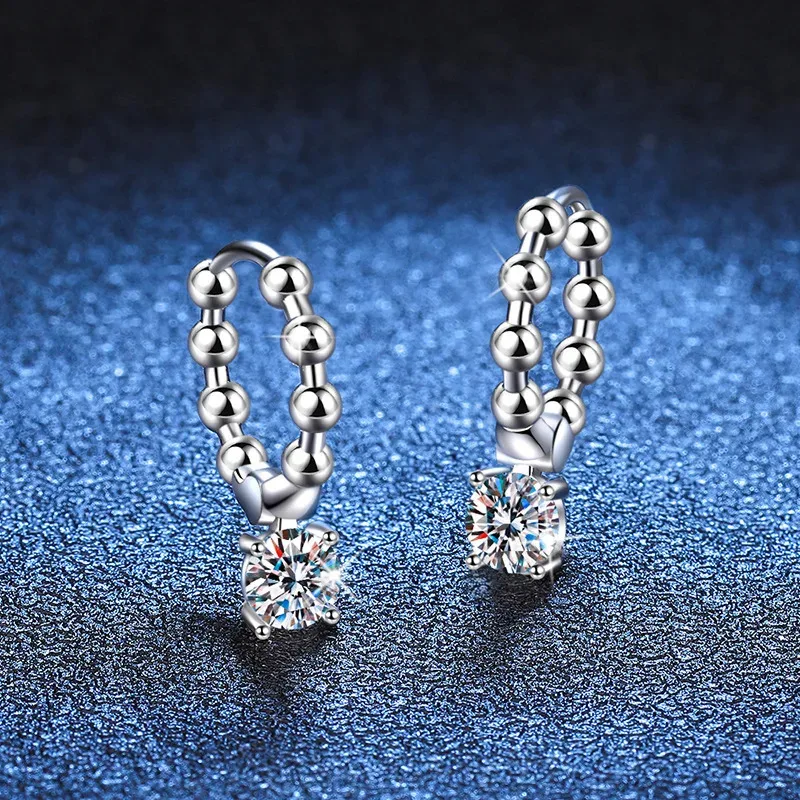 

18K Gold Diamond Stud With PT950 Platinum Simple French Earrings D Color 50 Points Moissanite Jewelry