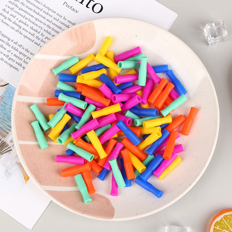 10/20Pcs Straw Tip Cover Food Grade Silicone Cover Caps Reusable Anti Burn Protector Party Supplies Accessories