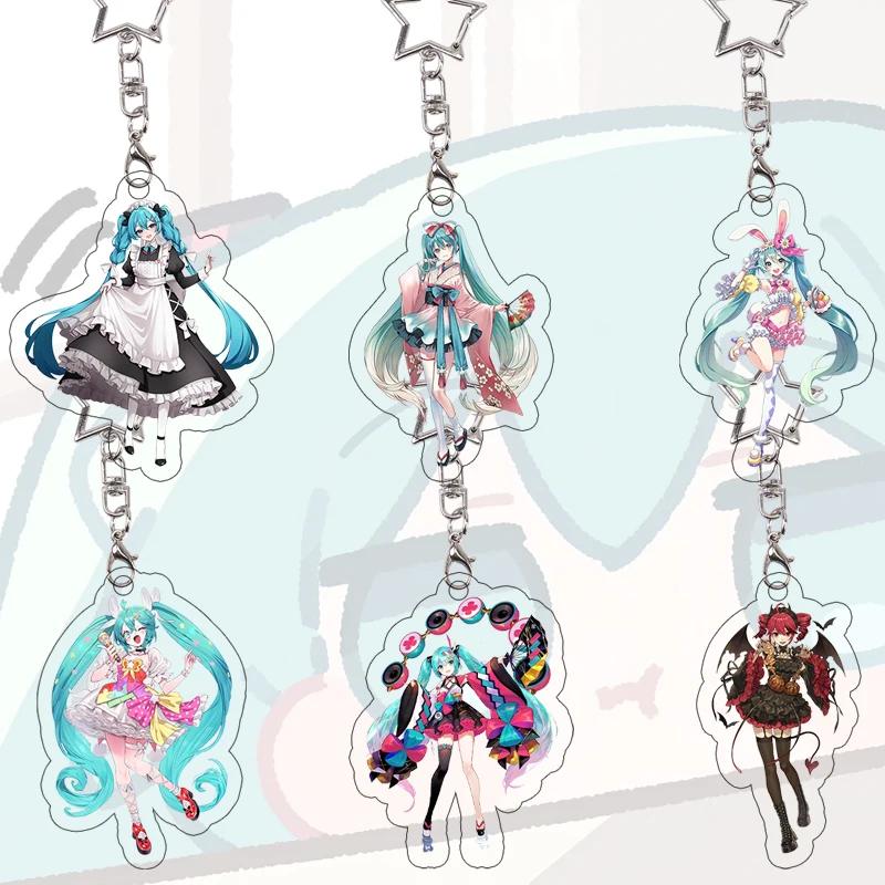 

Hatsune Miku Acrylic Keychain Kimono Candy Bunny Keyring Kawaii Kagamine Rin Devil Anime Cartoon Girl Bag Pendant Birthday Gift