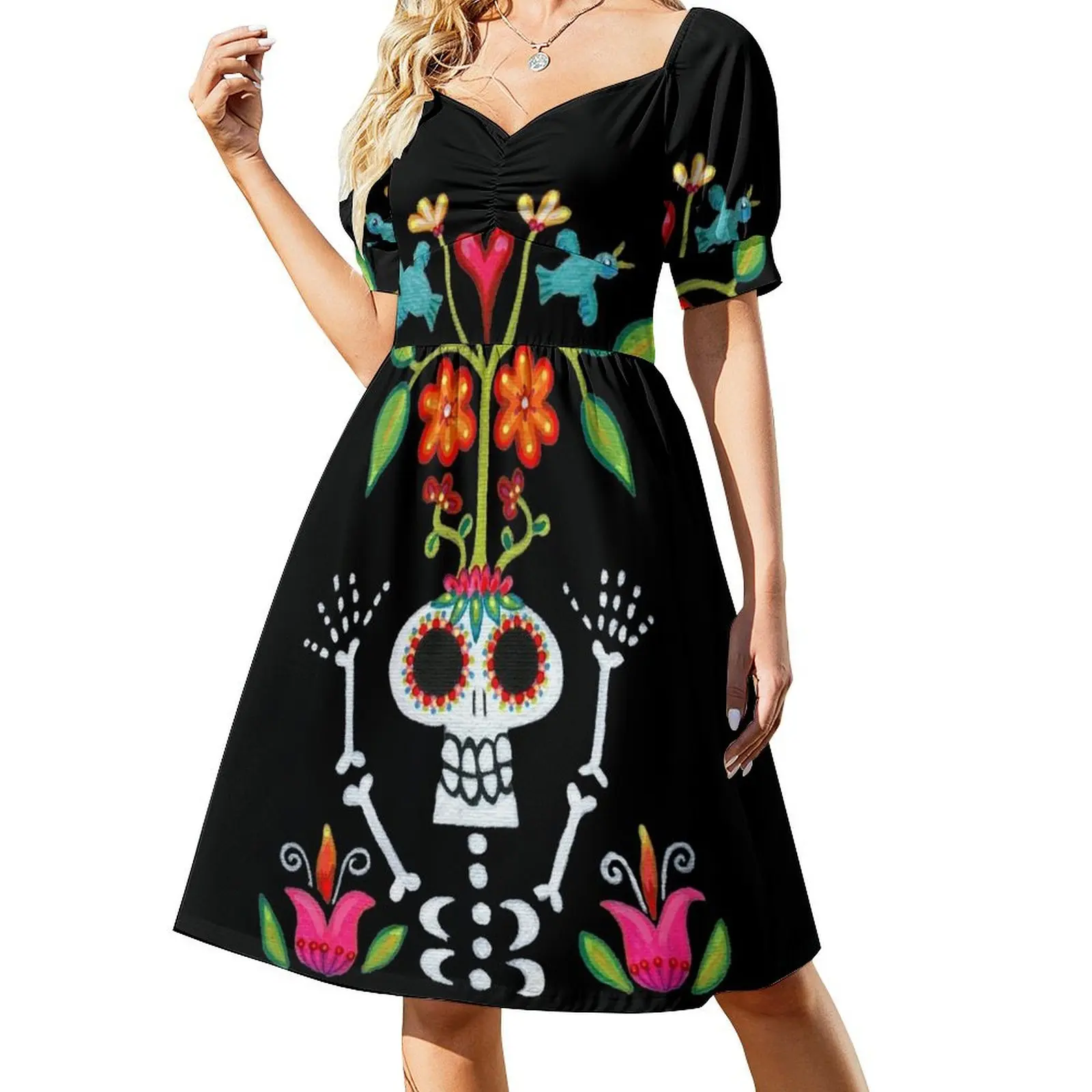 

Happy Skelly with Tree Short-Sleeved Dress women's elegant loose dresses Clothing summer outfits for women 2025