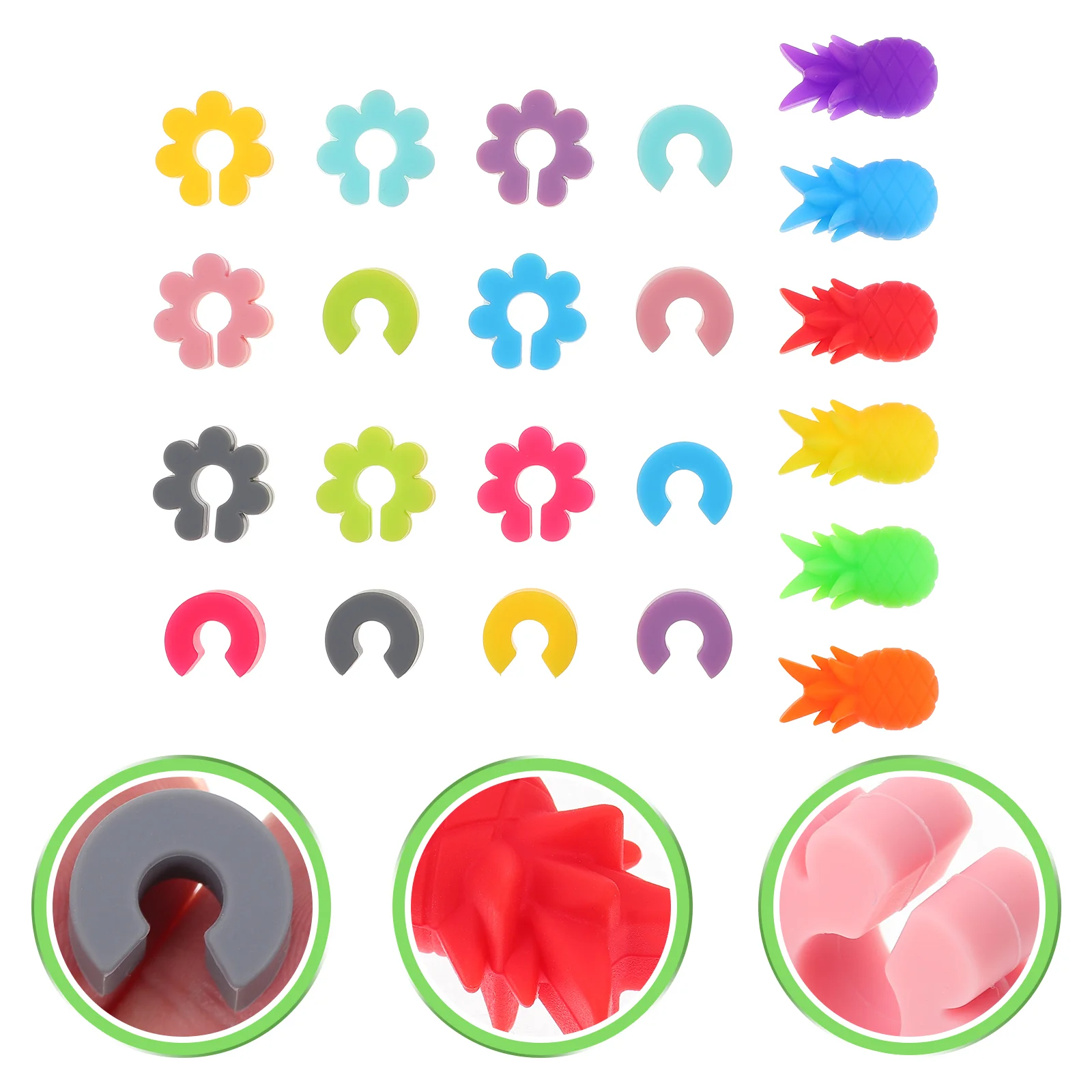 

22 Pcs Glassware Silicone Markers Identifiers Labels Perforation Design Drink