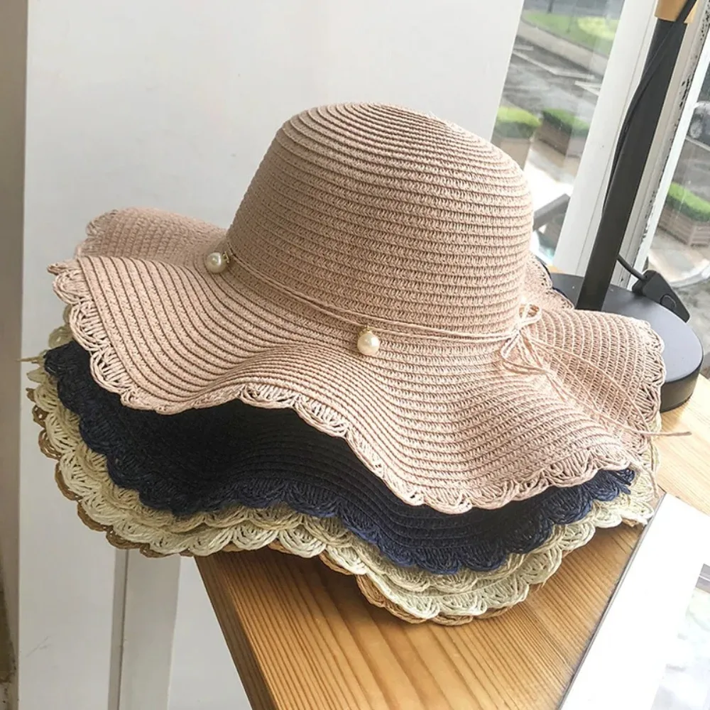 Summer Natural Straw Hat Large Wide Brim Sun Hats For Women Panama Ladies Beach Cap Outdoor Foldable Travel Elegant Holiday Hat