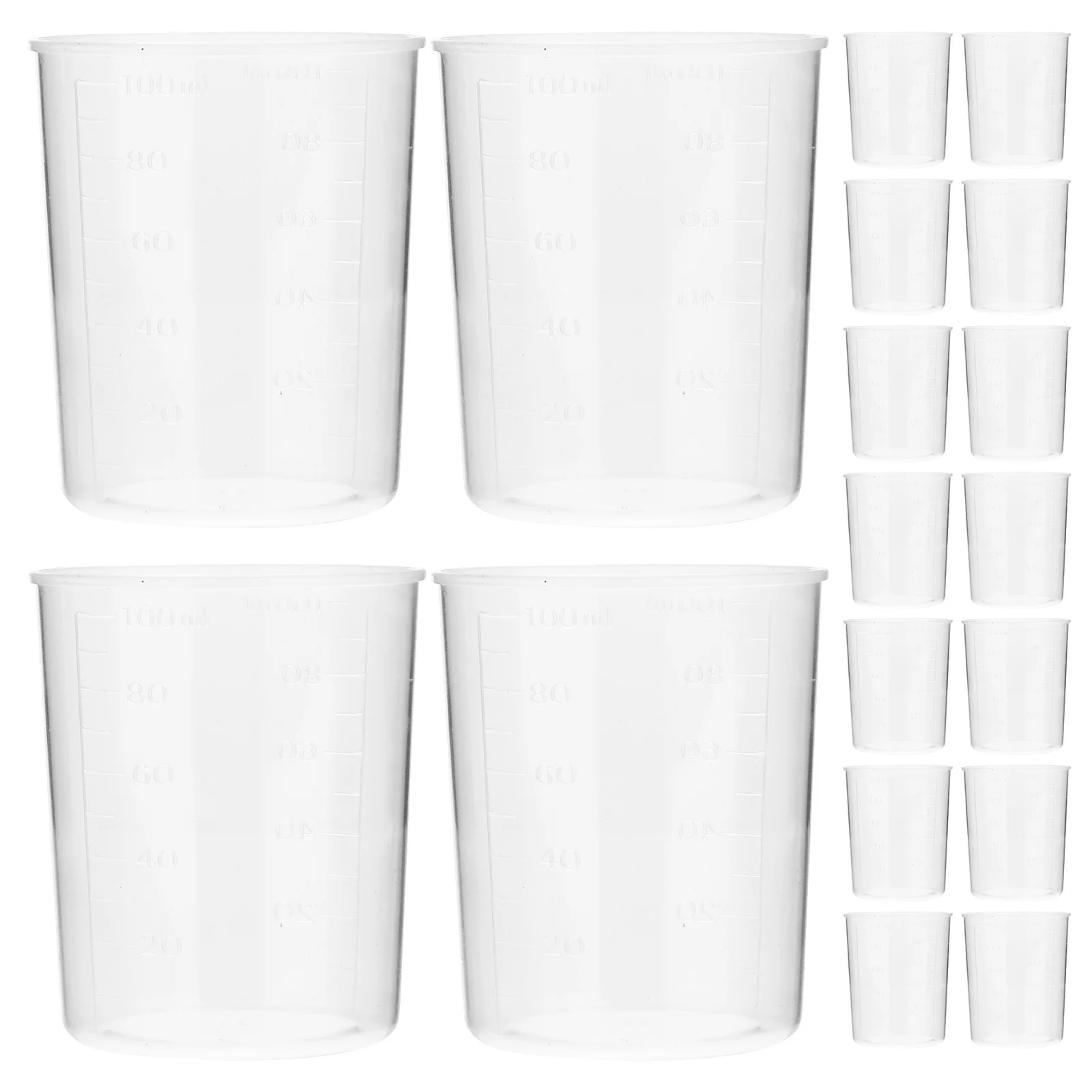 

50Pcs 100ml Transparent Plastic Measuring Jugs Precise Ml Measuring Cups for Baking Cooking Graduated Plastic Mixing Cups
