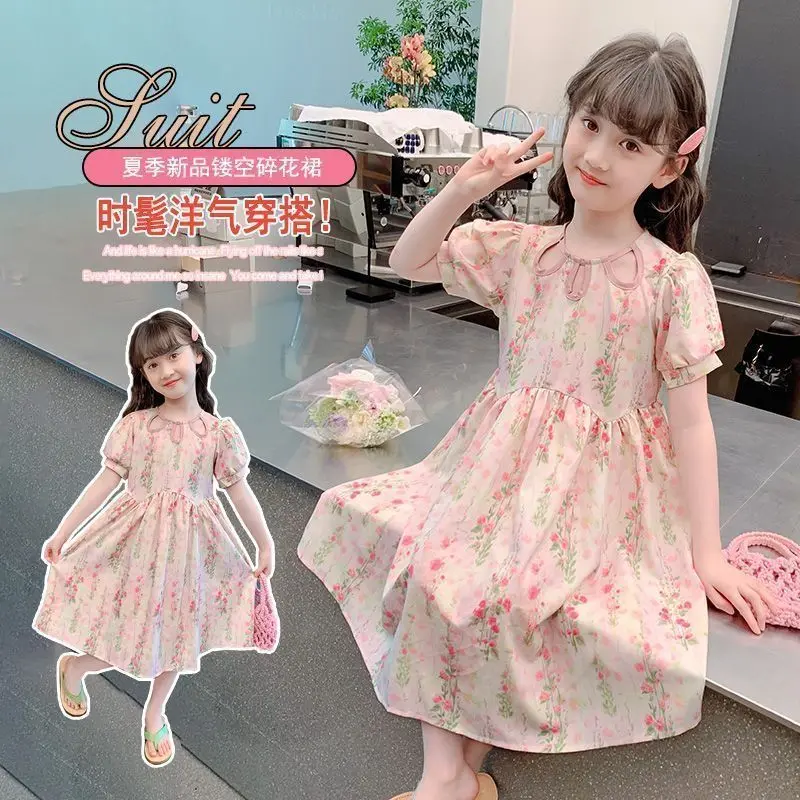 2026 Summer Kids girls layered chiffon princess chemise Dresses Princess Children braces skirt teens beach 6 8 10 11 12 Years