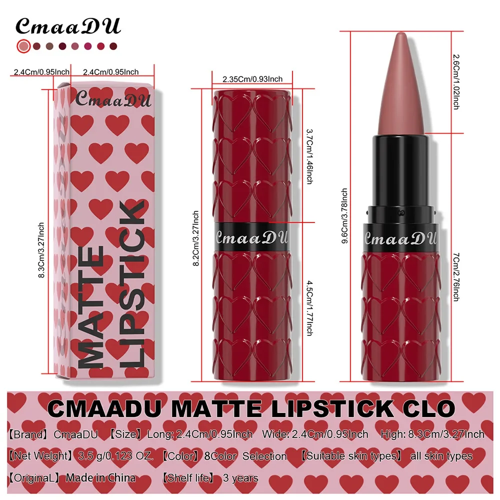 Matita per rossetto marrone rosso nudo sexy Velluto opaco Non appiccicoso Lucidalabbra solido impermeabile a lunga durata Trucco per labbra