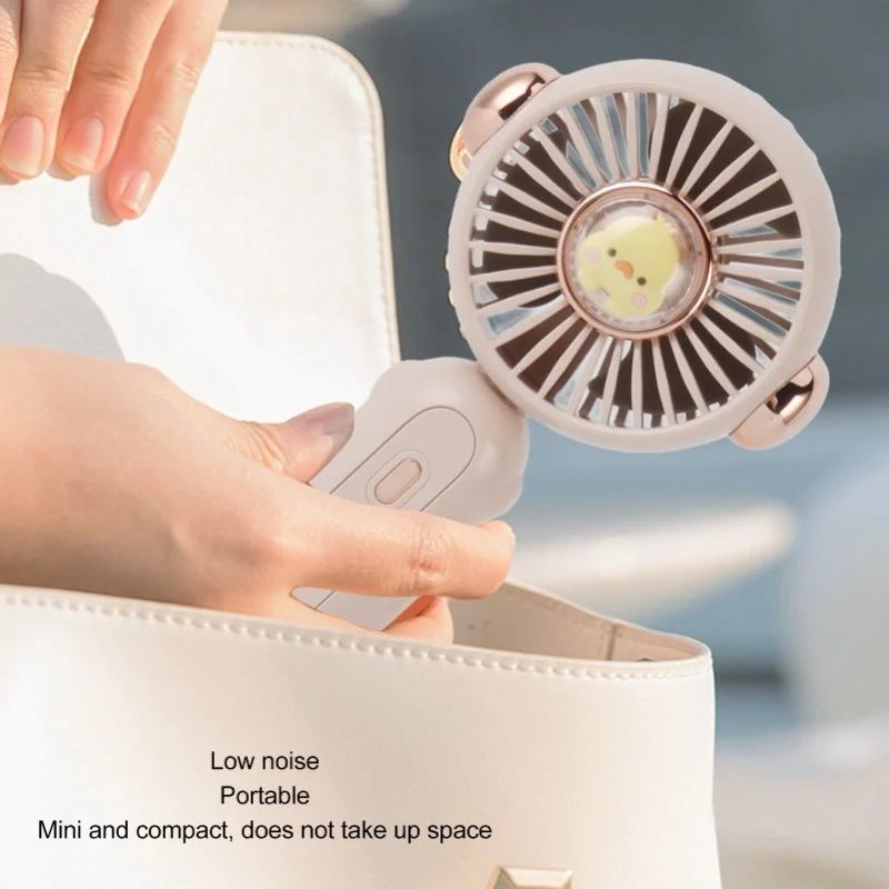 

Складной мини-вентилятор, милый легкий, 900 мАч, регулируемый малошумящий ручной вентилятор для лета, белый
