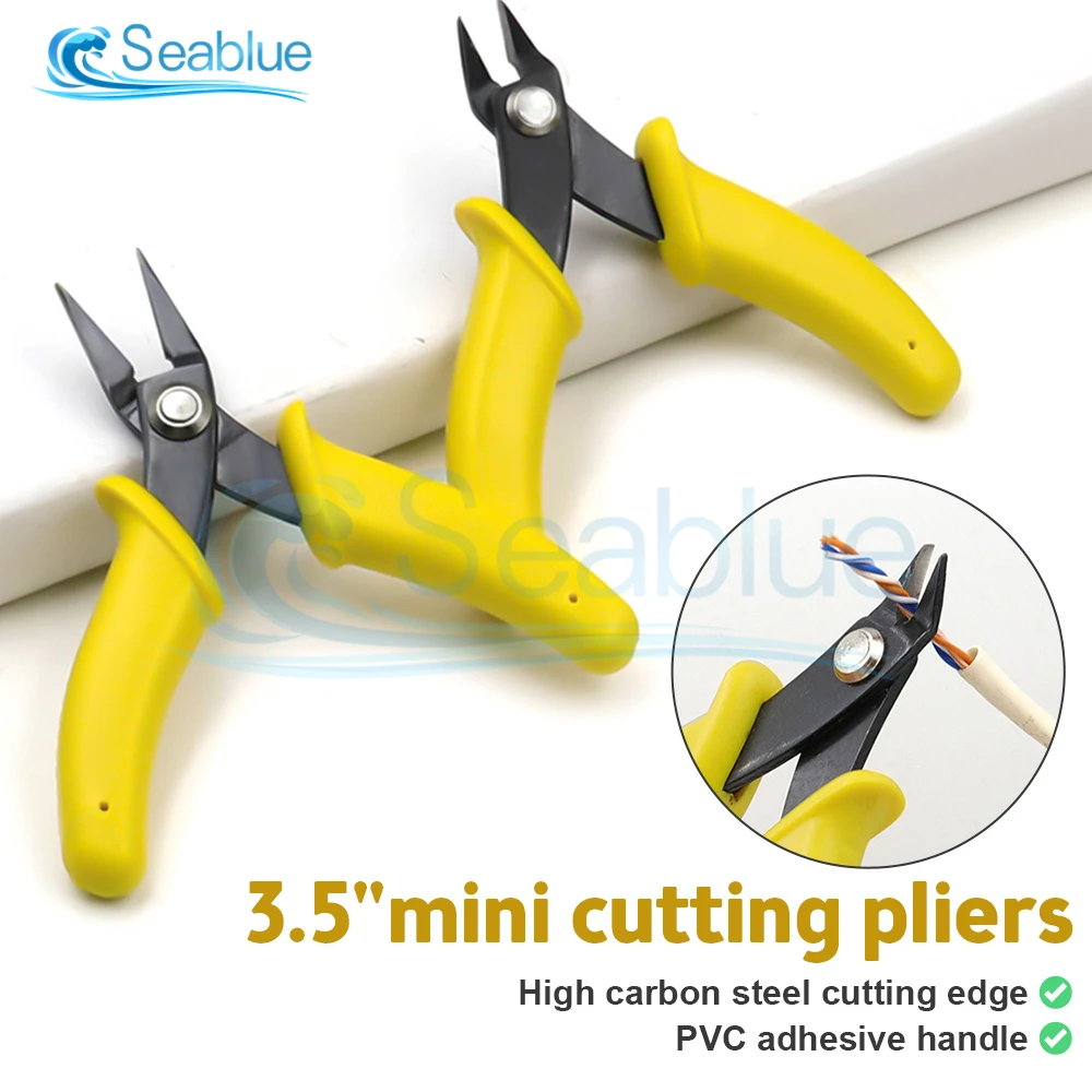 Mini Diagonal Pliers Electronic Pliers 3.5\'\' Wire Cutter Cutting Wires Insulating Rubber Handle Model Pliers with Lock Nipper