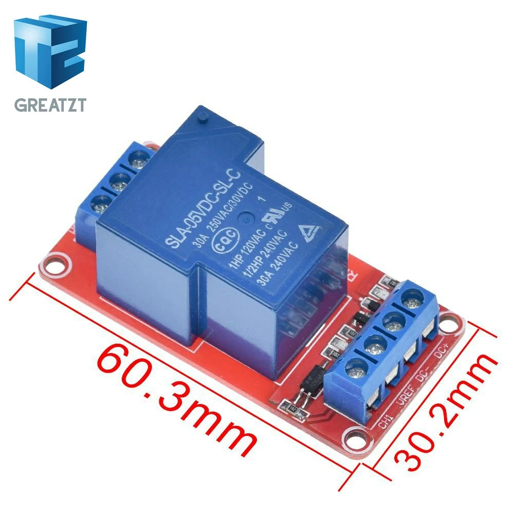 5V 30A Two-way isolation relay module High/low level trigger 5V 30A 1-Channel Relay Module+Electronic With Optocoupler For diy