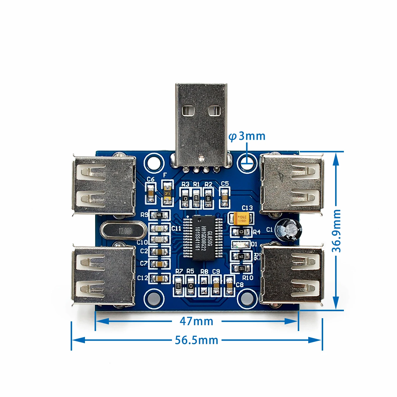 USB-концентратор 4 USB, 5 в пост. Тока, usb-хаб, USB 2,0, 4 гнезда, плата расширения, четыре USB-интерфейса, контроллер на 4 порта
