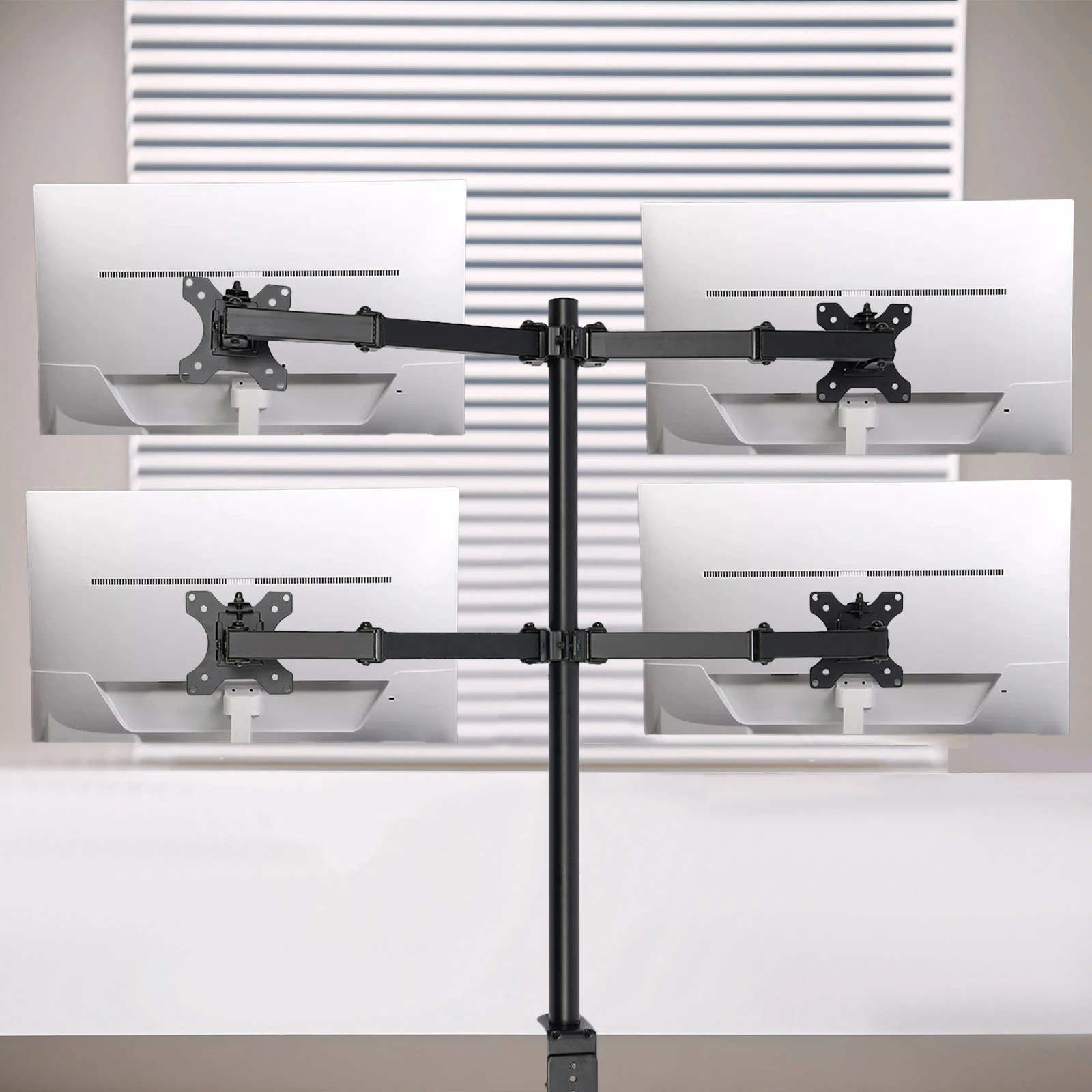 Soporte de Acero Laminado en Frío Ajustable y Estable para 4 Pantallas, para Niños, Mujeres, Hombres, Trabajadores de Oficina y Estudiantes
