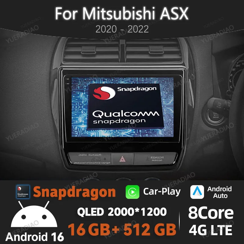 

Android 16 Car Radio For Mitsubishi ASX 2020 2021 2022 Head Unit 2DIN 4G LTE 5G WIFI Multimedia Stereo Video Player BT Qualcomm