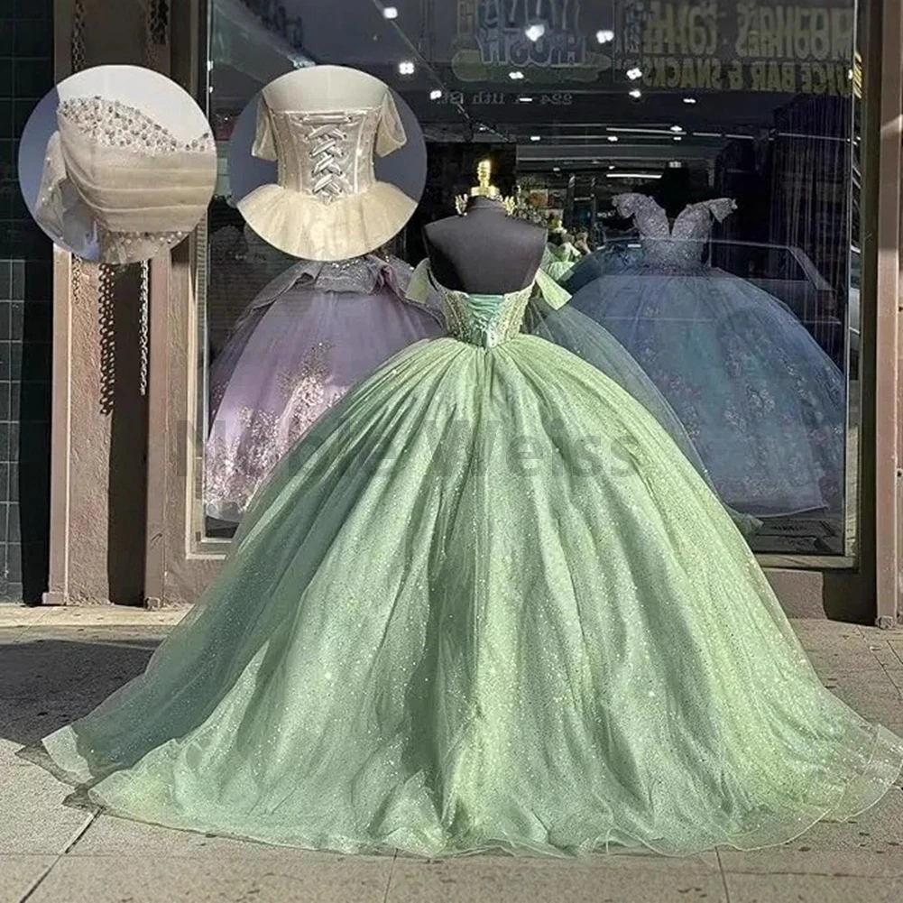 فساتين Quinceanera الأنيقة على شكل قلب بطول الأرض من التول على شكل حرف A لتخصيص الأداء #2