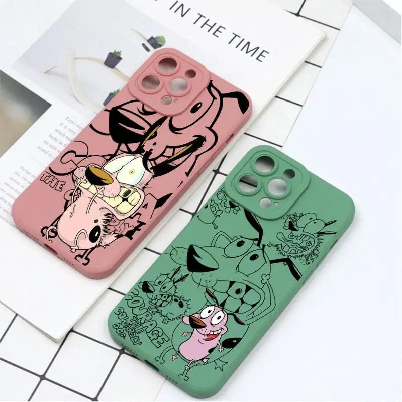 Courage The Cowardly-Dog Icon Phone Case For iPhone 15 14 11 Pro Max 13 12 Mini XR X SE 7 8 6 6S Plus Phone Cover Frame Funda