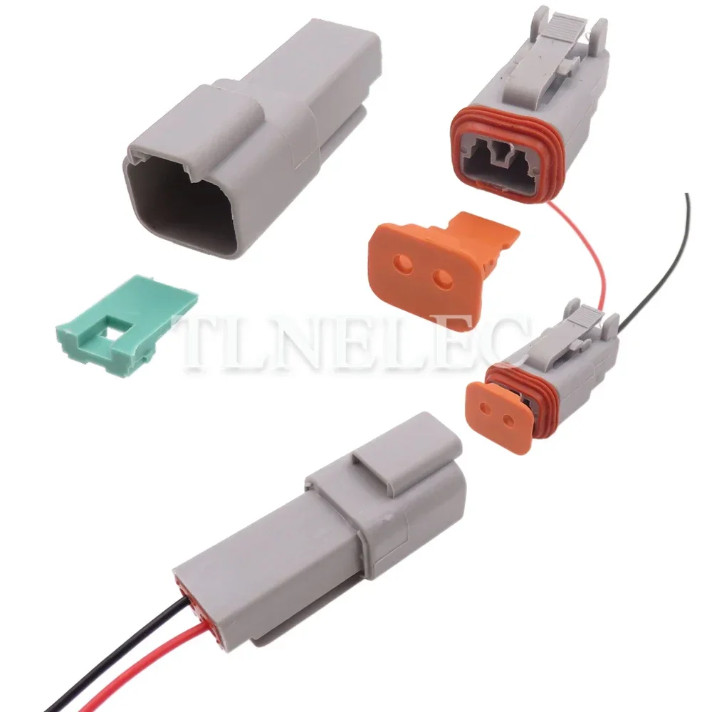 2 Pin Way Auto Male Female Wiring Harness Socket With Wires Car Connector Assembly AT06-2S AT04-2P DT04-2P DT06-2S
