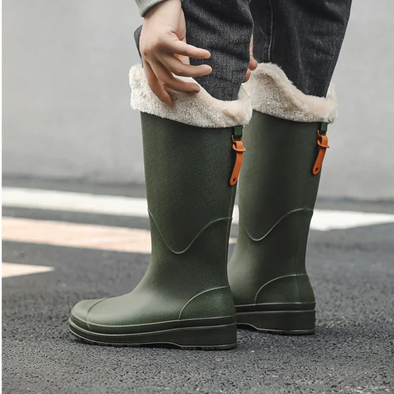 Damen-Regenstiefel, rutschfest, dicke Sohlen, Outdoor, lange Röhre, Regenstiefel, wasserdicht, modisch, verschleißfest, Küche, Damenstiefel