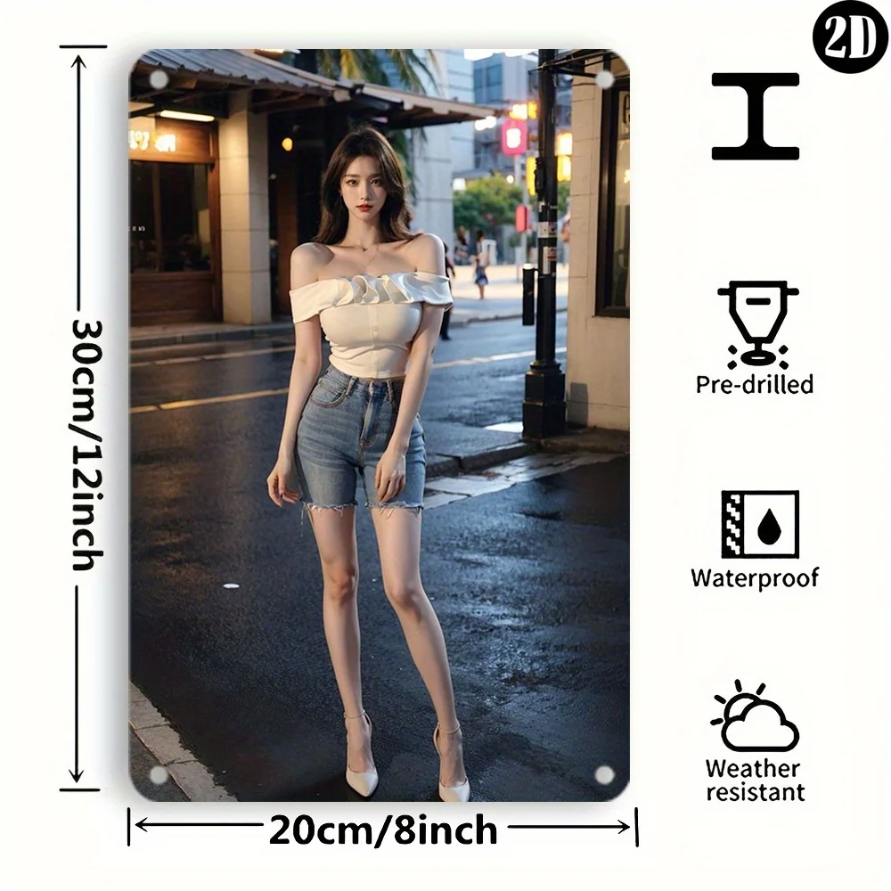 1 قطعة ريترو 1950s امرأة خمر في المطر معدن القصدير تسجيل-8x12 بوصة جدار الفن ، الثقيلة فرملس الحديد ديكور