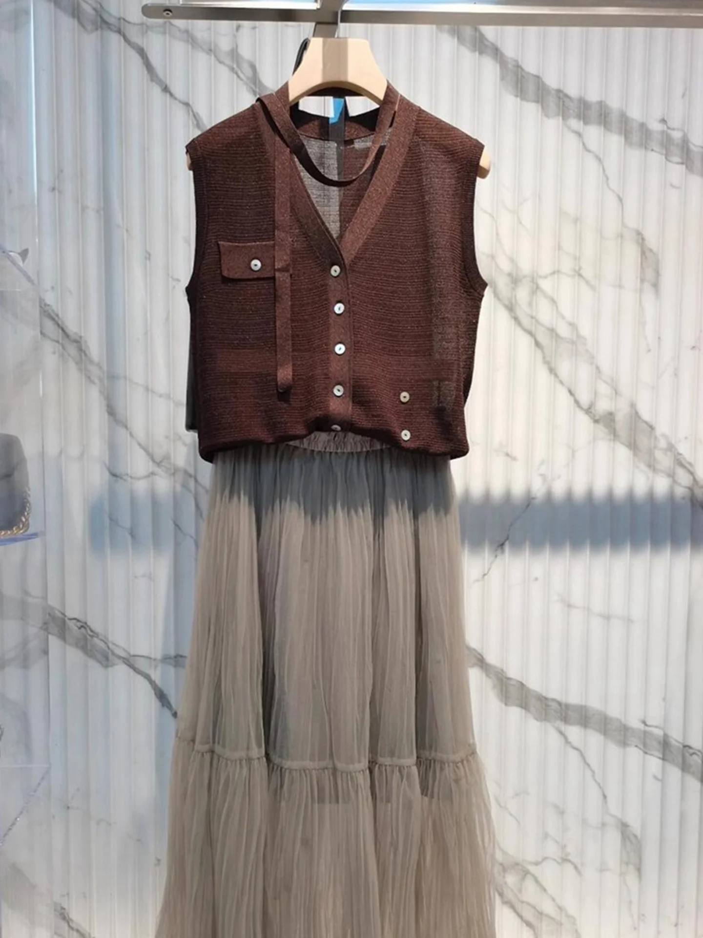 Retro Prosta Damska Kamizelka z Jedwabiu Lodowego, Luźna, Oddychająca, Zapinana na Jeden Guzik, Dzianinowa, Letnia, Wygodna, Bazowa