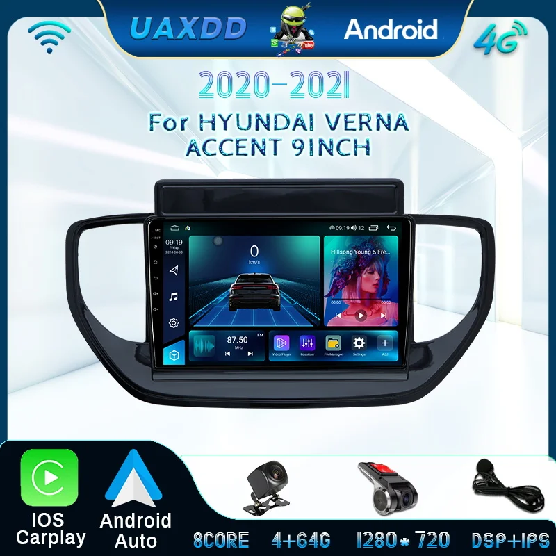 Navegación GPS para HYUNDAI VERNA ACCENT 2020-2021 Android 2 Din reproductor de radio estéreo para coche tablero multimedia vídeo pantalla de 9 pulgadas