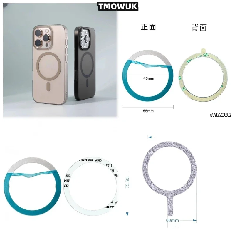 

For OnePlus 13 12 9 Ace 2 3 3V 2V Pro Nord For Magsafe - Wireless Charging Sticker With Magnetic Metal Plate Ring