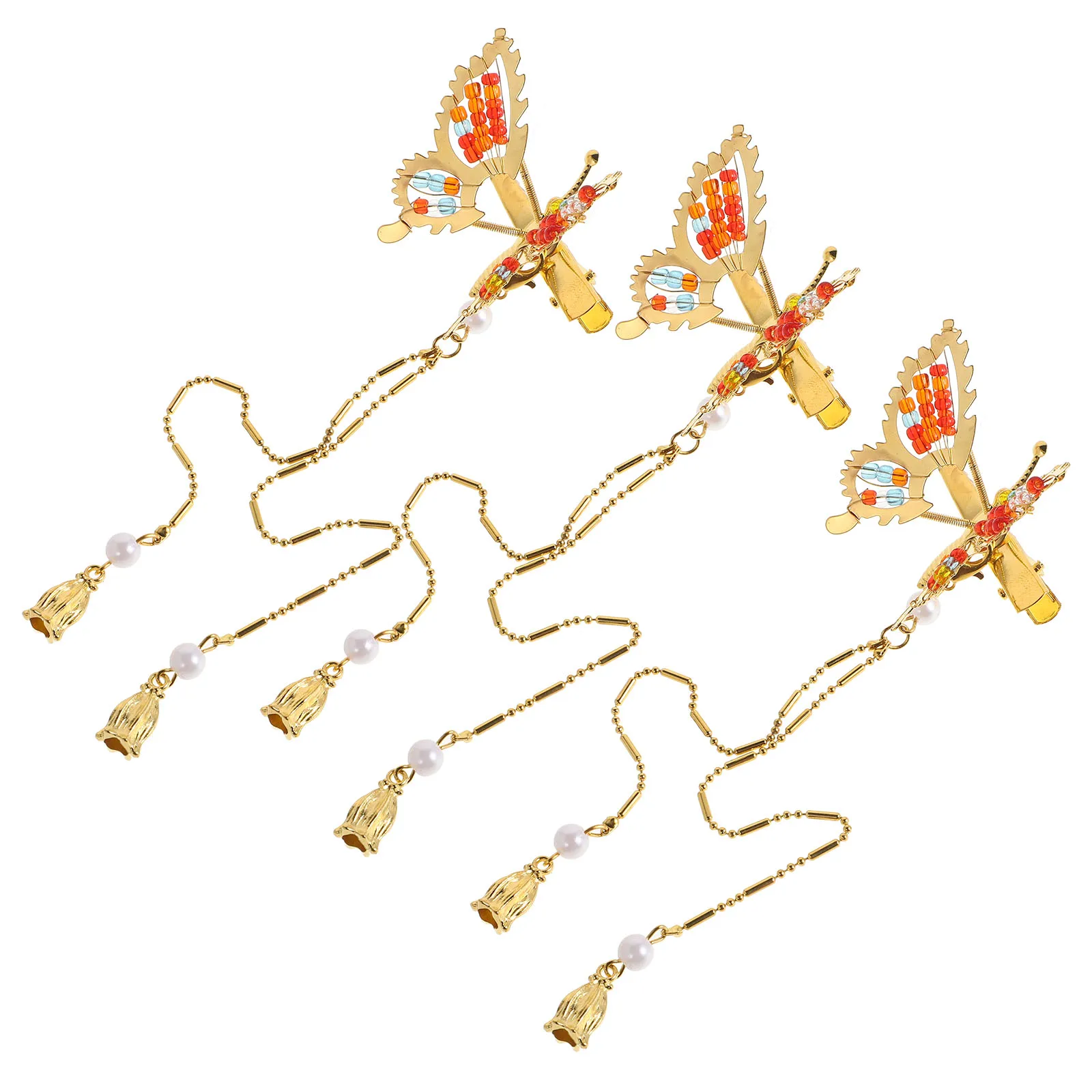 

3pcs Metal Hairpins Butterfly Tassel Clips for Women Hanfu Headwear Wedding Accessories Hair Dressing Clip