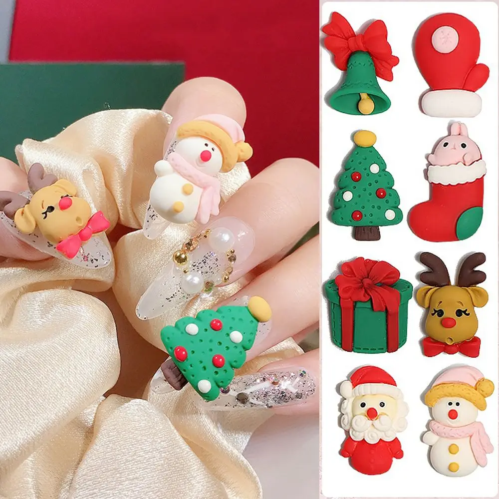 Large Animals Ornament Snowman Elk DIY Craft Christmas Nail Charms Manicure Accessories Nail Jewelry 3D Nail Art Decoration