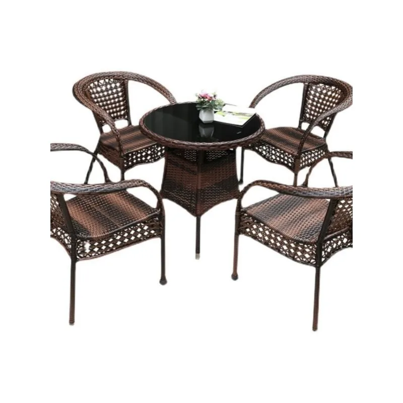 Outdoor coffee table rattan chair one table two chairs Internet celebrity balcony chair coffee table
