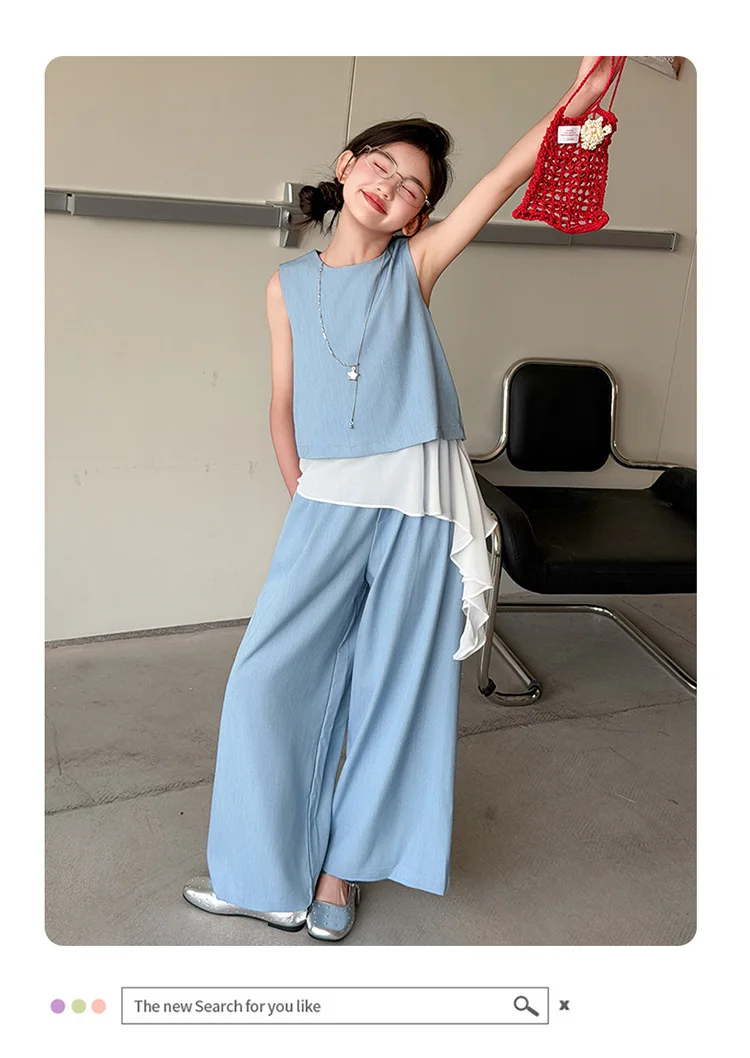 2026 New Teenage Casual  Clothing Suits,  Baby Girls Fashion 2 Piece Sets,  Blouse + Pants  5 -12 T