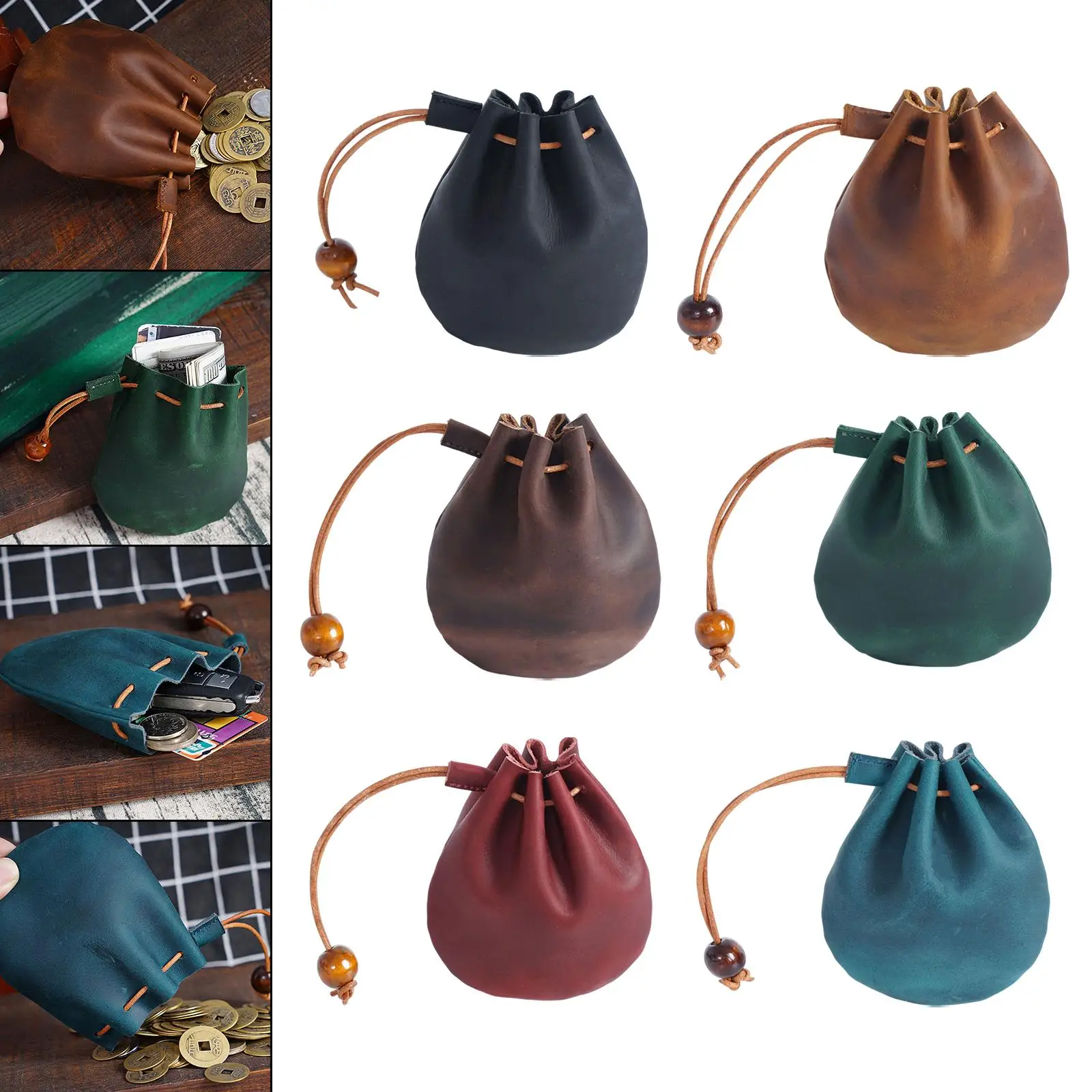 

Purse Cosplay Costume Bag Soft PU Leather Premium Handmade Drawstring Dice Bag