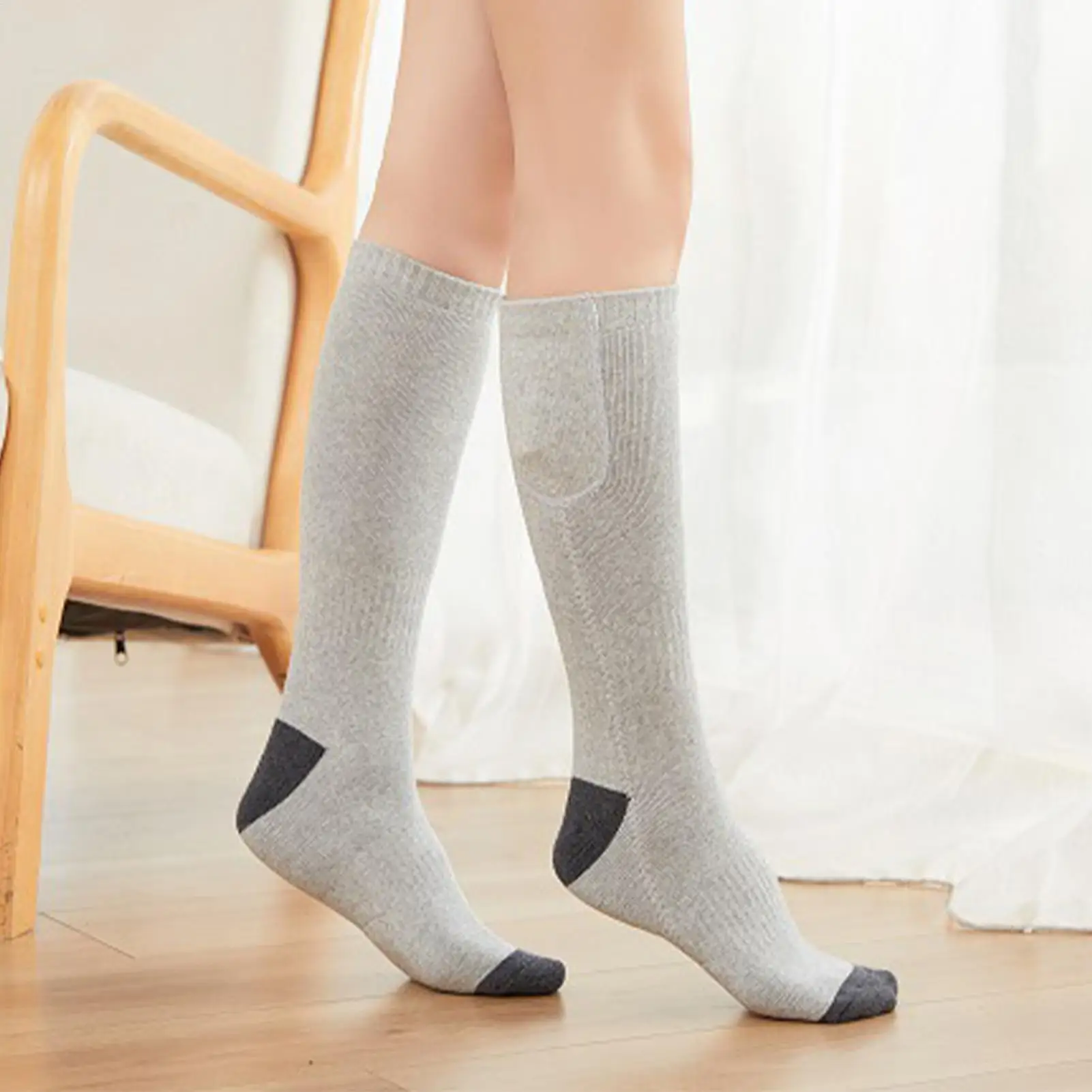 جوارب ساخنة 3 أوضاع قابلة للتعديل من القطن، جورب تسخين كهربائي قابل لإعادة الشحن للعمل والسفر والصيد والتزلج والمشي لمسافات طويلة