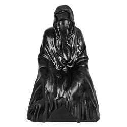 Hand Carved Black Obsidian Witch Resin Figurine Healing Stone Statue For Desktop Ornaments Home Decor